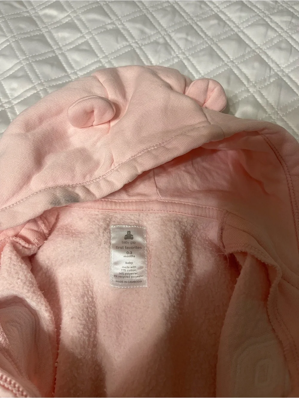 Bundle GAP Pink Hooded Zip Romper with Gray Quilted Jacket